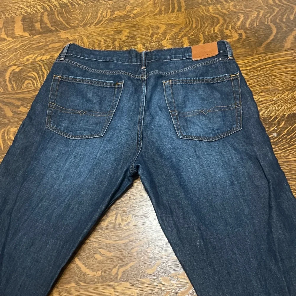 Lucky Brand 363 Vintage Straight Mens 36x34 Dark Wash Cotton Linen Jeans